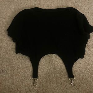 Black crop top with clips for Jean straps